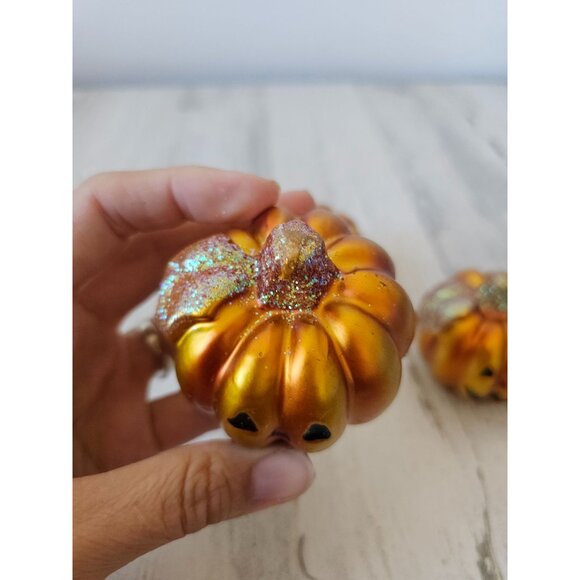 Pumpkin candle glitter set Halloween fall decor cute jack-o'-lantern - Picture 3 of 12